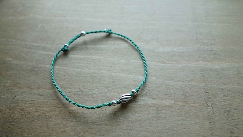 米+熊 手工雜貨鋪 螺旋螺旋 簡約細手鍊 925純銀日本蠟線925 silver bracelet