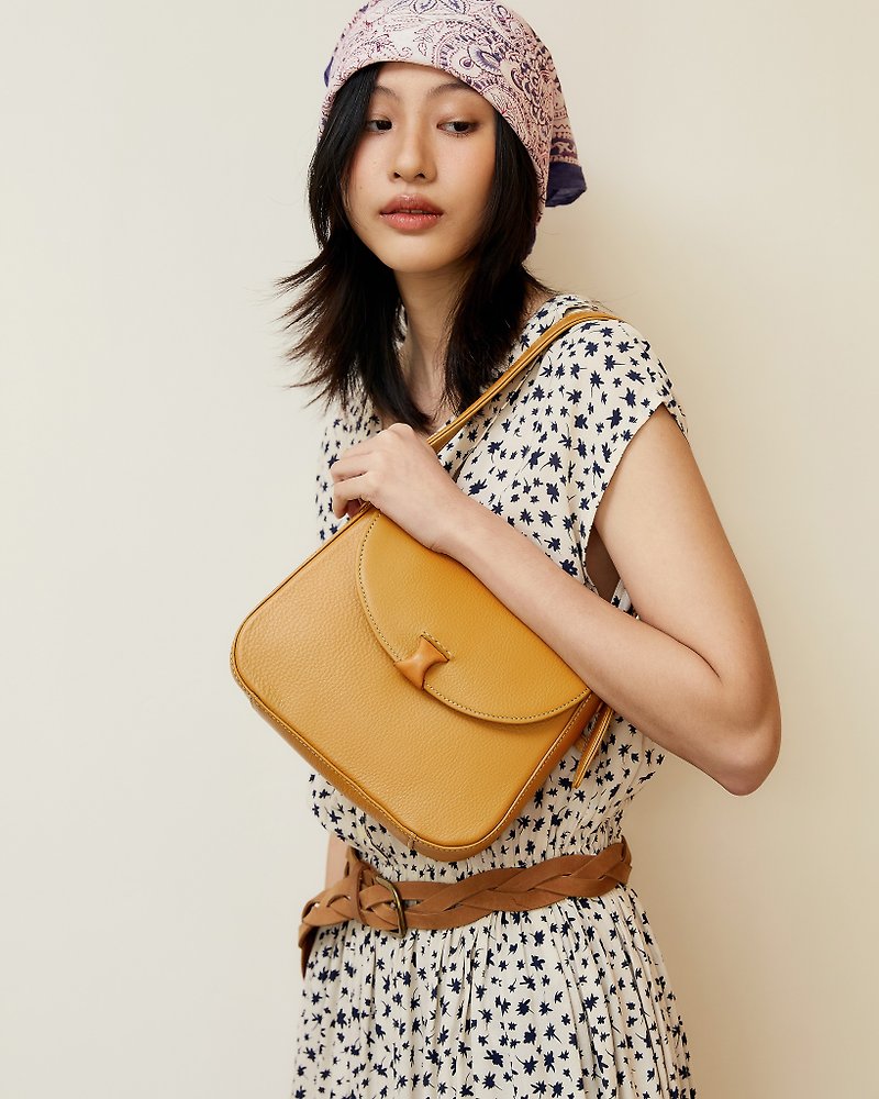 Hobo bag Jones - Camel handbag shoulder bag by GUATE - Handbags & Totes - Genuine Leather Orange