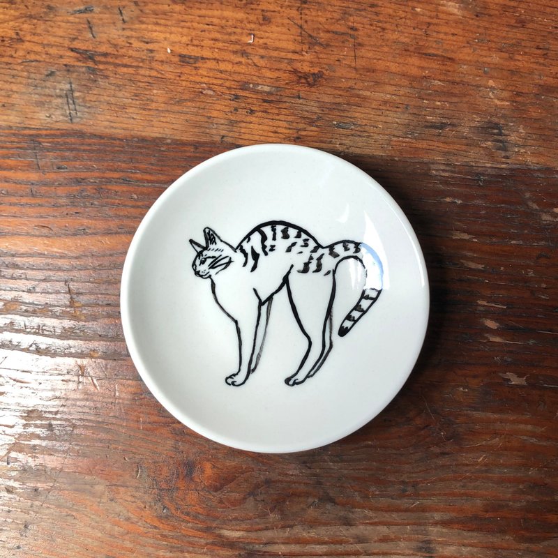 tabby and white cat small dish - Small Plates & Saucers - Pottery Black