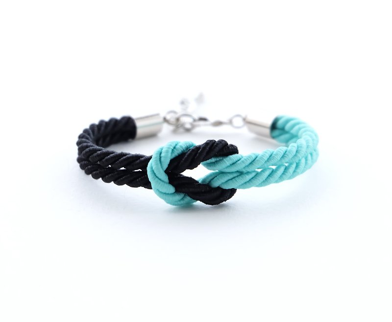 Black / Matte fresh mint knot rope bracelet - สร้อยข้อมือ - เส้นใยสังเคราะห์ สีเขียว