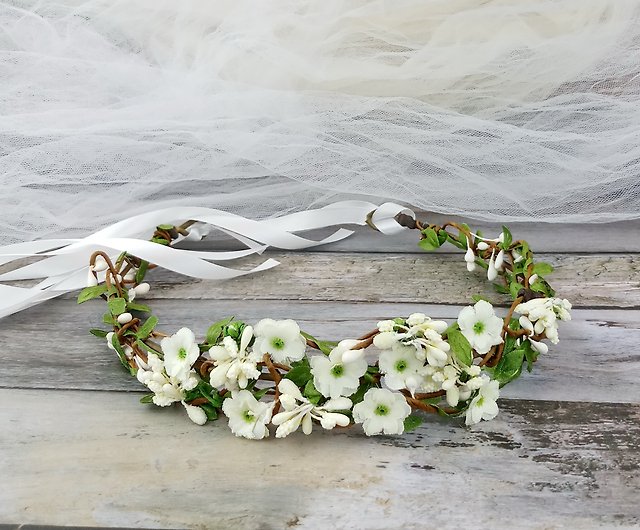 Wedding Silver Flower Crown Hair Wreath Rose Headpiece