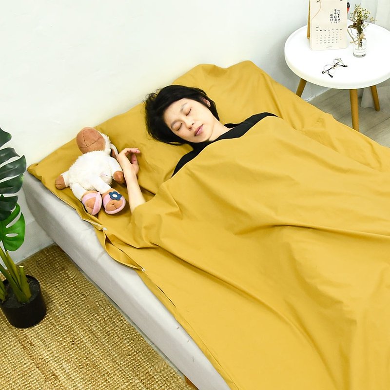 【Made in Taiwan】Large Version Plain Cotton Portable Travel Sheet/Sleeping Bag Liner-Mustard Yellow - Camping Gear & Picnic Sets - Cotton & Hemp Yellow