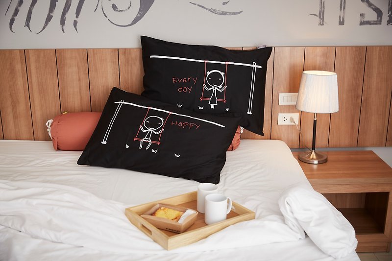 "Swing Swing Happy Everyday" Couple Pillow Case: 006 - Pillows & Cushions - Cotton & Hemp 