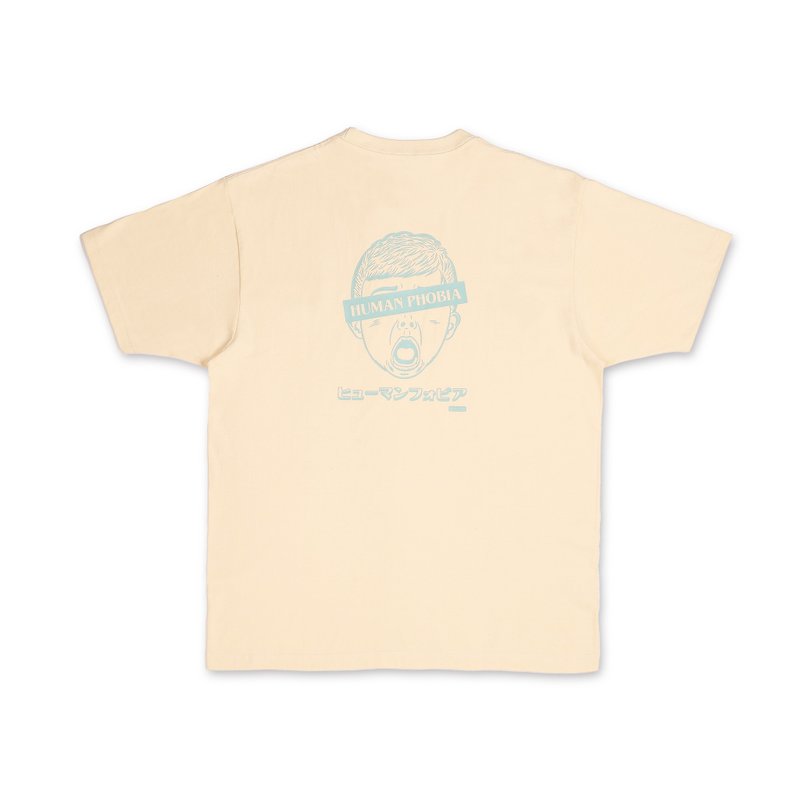 Social phobia Japanese style nostalgic short-sleeved T-shirt series apricot color - เสื้อฮู้ด - ผ้าฝ้าย/ผ้าลินิน 