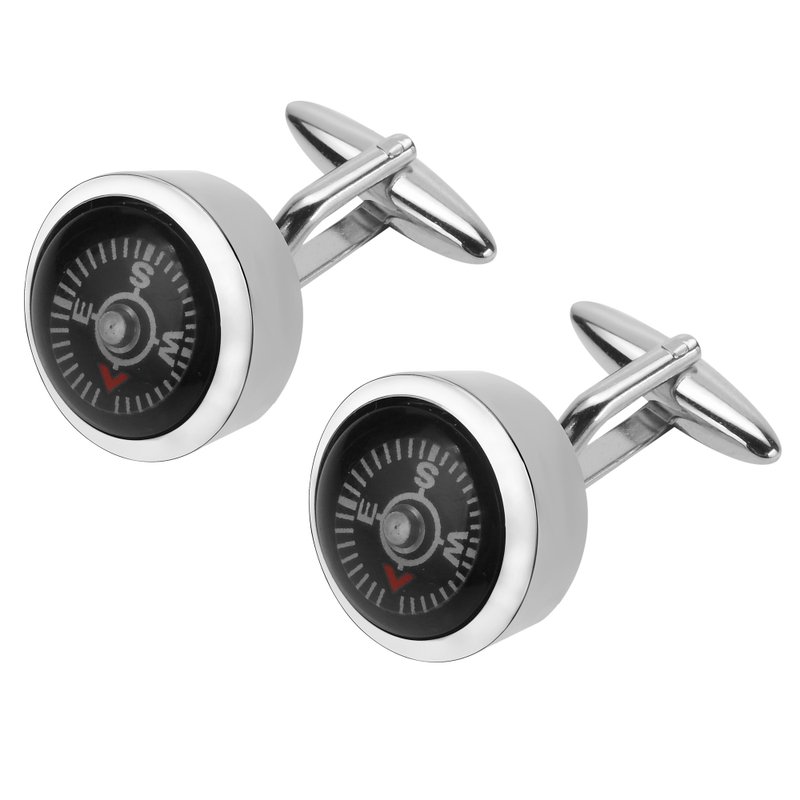 可移動指南針袖扣 - 袖扣 - 其他金屬 銀色