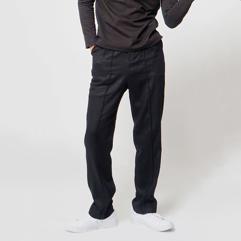 Black and White Cut FW - Basic Inverted V Trousers Black - กางเกงขายาว - ผ้าฝ้าย/ผ้าลินิน สีดำ
