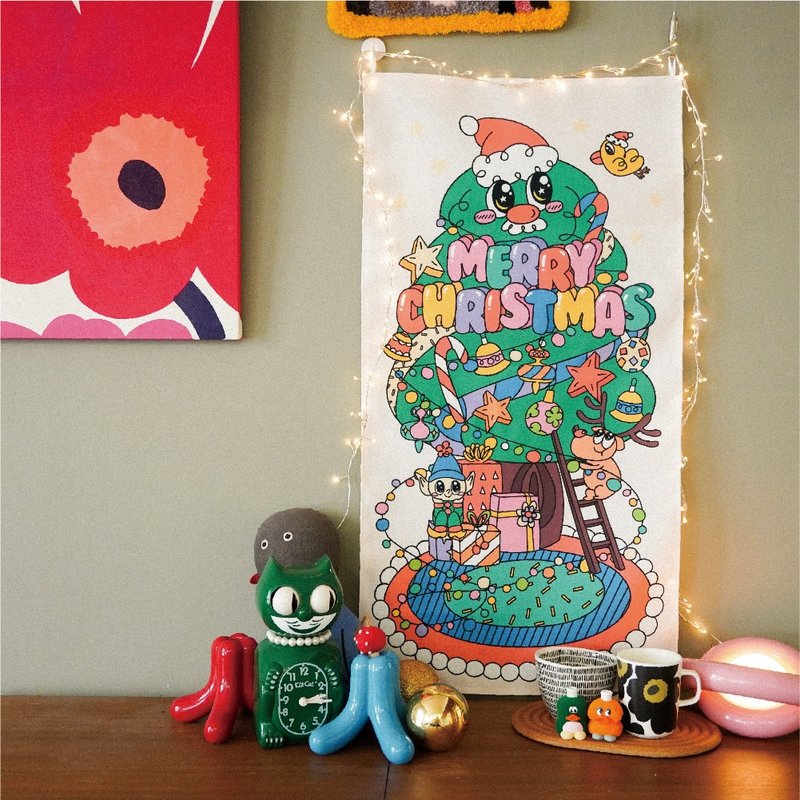 聖誕樹輕巧掛布-歡樂款 - 海報/掛畫/掛布 - 棉．麻 
