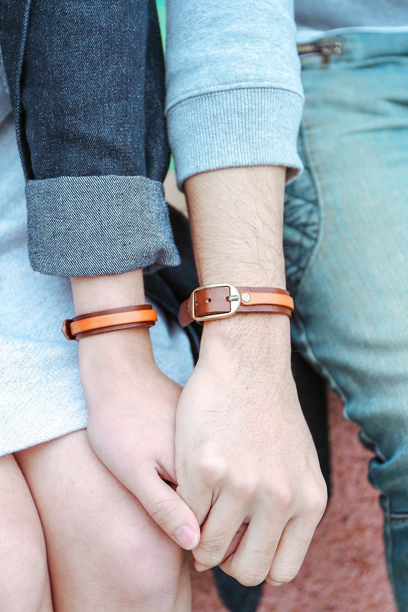 Shekinah handmade leather-2 two-tone bracelets