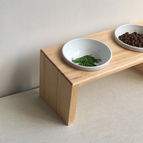 simplewood 斜面 實木寵物餐桌 雙口碗架 附瓷碗 防水 客製