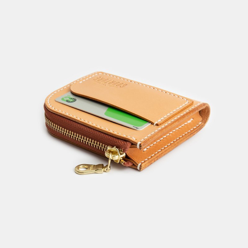 GOURTURE - L-shaped zipper wallet/zipper wallet [natural color] - กระเป๋าสตางค์ - หนังแท้ สีกากี