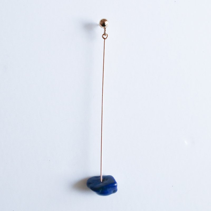 垂吊雨滴耳針 (一粒)【PINKOI EXCLUSIVE】LIMITED BLUE - 耳環/耳夾 - 石頭 藍色