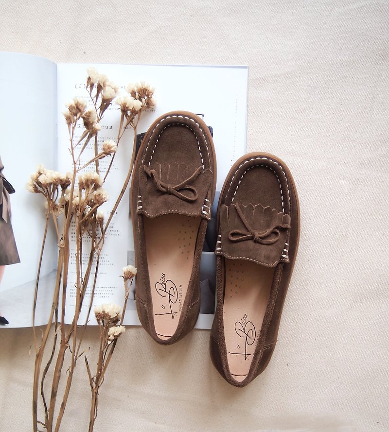 咖啡色__3M防水-麂皮莫卡辛鞋 A1825 (棕/咖啡 2色) - 女款休閒鞋 - 真皮 咖啡色