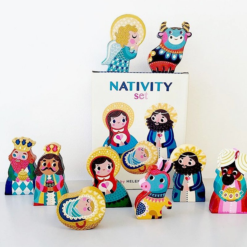 オランダのプチモンキー─キリスト降誕の人物が木製の装飾品をグループ化 - 置物 - 木製 