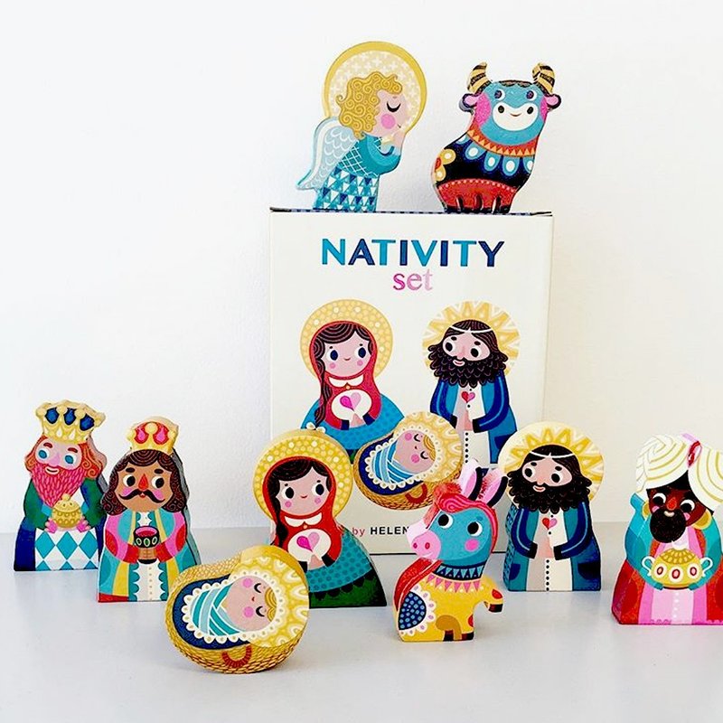 Petit Monkey from the Netherlands ─ Nativity figures group wooden ornaments - Items for Display - Wood 