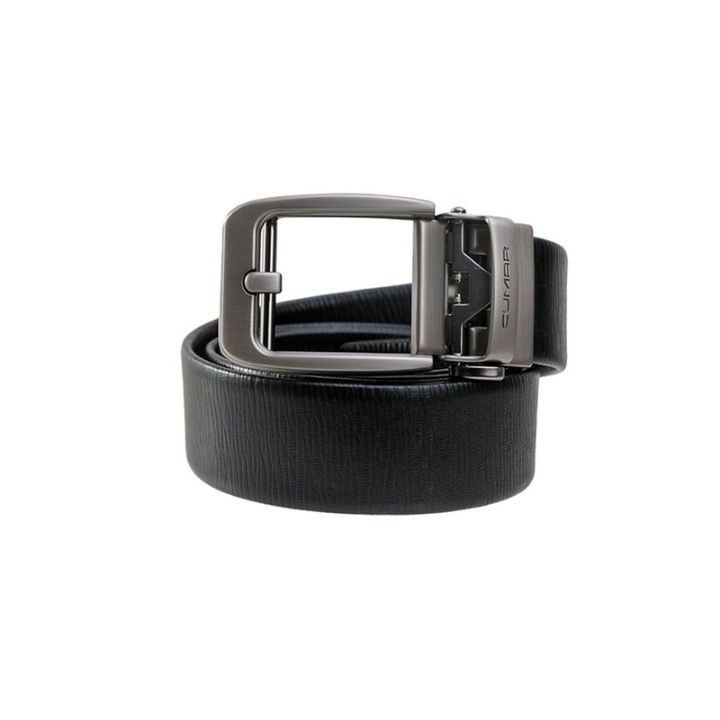 CUMAR FISH BONE AUTOMATIC BUCKLE - เข็มขัด - หนังแท้ สีดำ