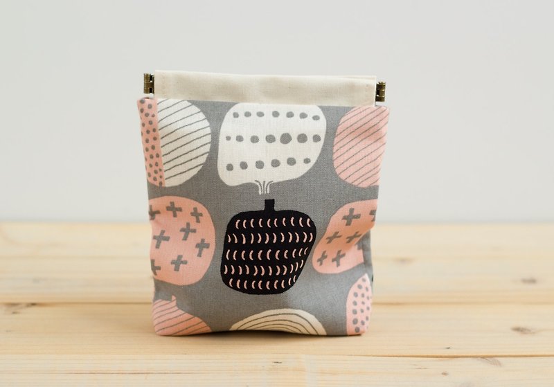 Charger case, Cosmetic pouch, Ditty bag, Make-up Case, Travel pouch, Mouse case Camera lens case / Scandinavian print - Toiletry Bags & Pouches - Cotton & Hemp Pink
