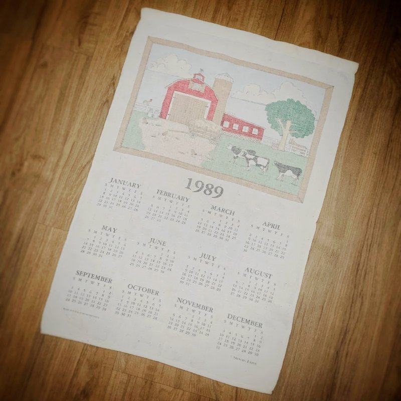 1989 美國早期布面月曆 cow - 其他 - 棉．麻 多色
