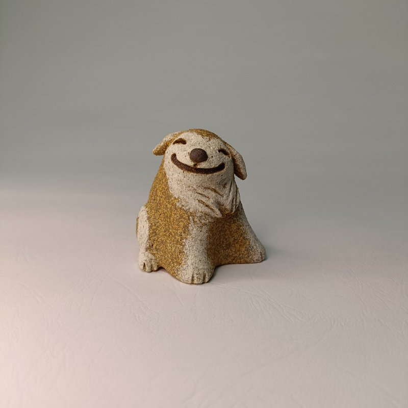 微笑的黃金獵犬/陶塑公仔/原創 - 公仔/玩偶 - 陶 