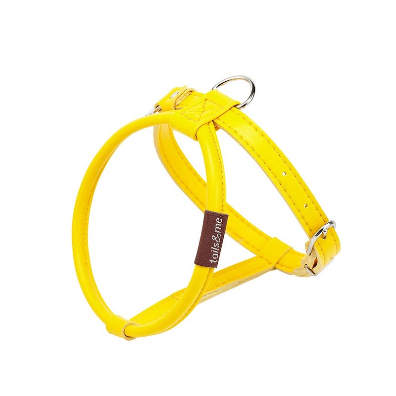 鮮やかな黄色XS日と天然皮革ハーネスの私の考え方と[テール] - 首輪・リード - 合皮 イエロー