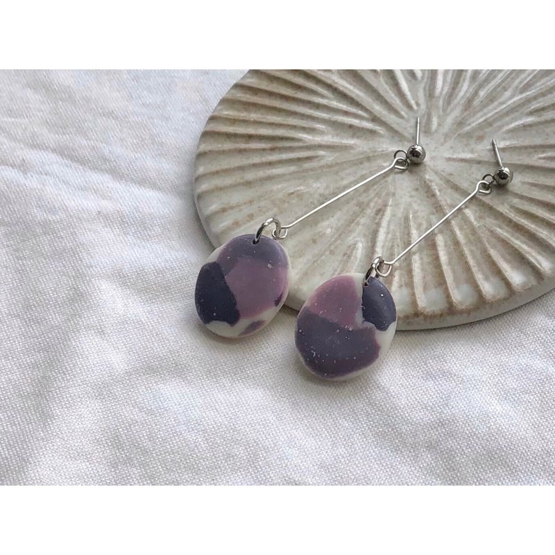 Thoth clay earrings clay earrings | purple platter | - ต่างหู - ดินเผา 