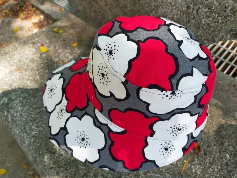 手作漫漫  遮陽帽  花時・暮色 - 帽子 - 棉．麻 紅色