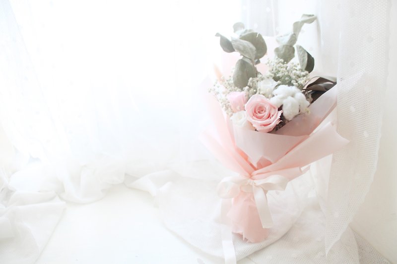 Romantic green garden bouquet, temperament powder, eternal rose gift - Dried Flowers & Bouquets - Plants & Flowers 