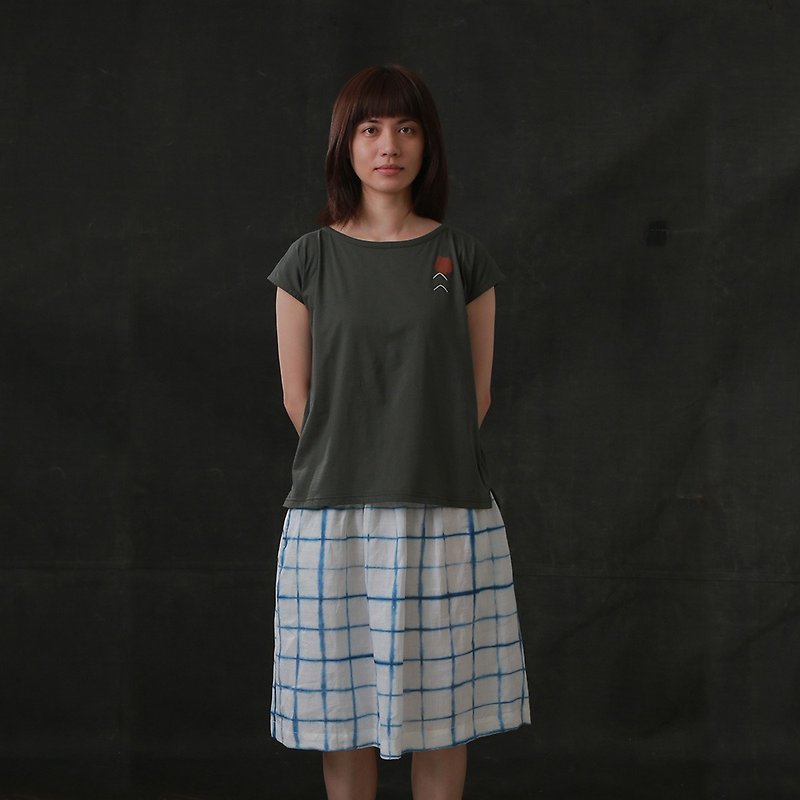 Mushroom MOGU / Organic Cotton / Short Sleeve / Sunrise - เสื้อผู้หญิง - กระดาษ สีเขียว