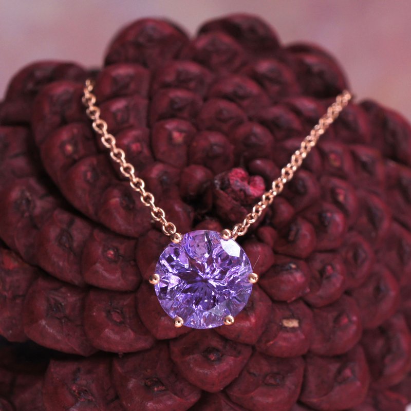 PRINCESS - Amethyst 18K Rose Gold Plated Silver Necklace - Chokers - Gemstone Purple