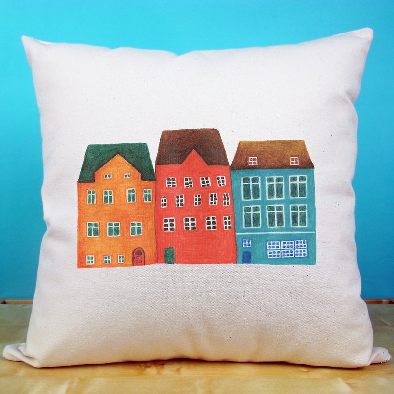 Small house cotton canvas pillow - Pillows & Cushions - Cotton & Hemp 