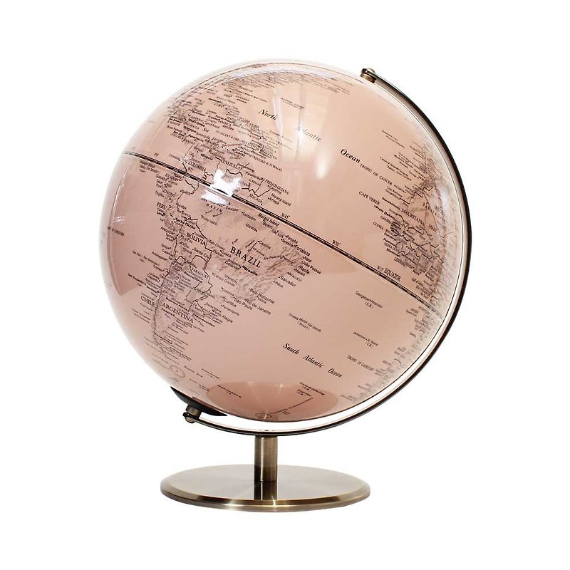 Skyglobe 12-inch Classical Fog Red Metal Base Globe (English Version) - Items for Display - Plastic Pink