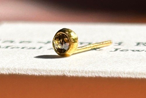 K24 ローズカット天然ブラウニッシュグレー・ダイヤモンド純金