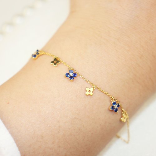 花舞】18Kゴールド サファイアxダイヤモンド スウィングフラワー