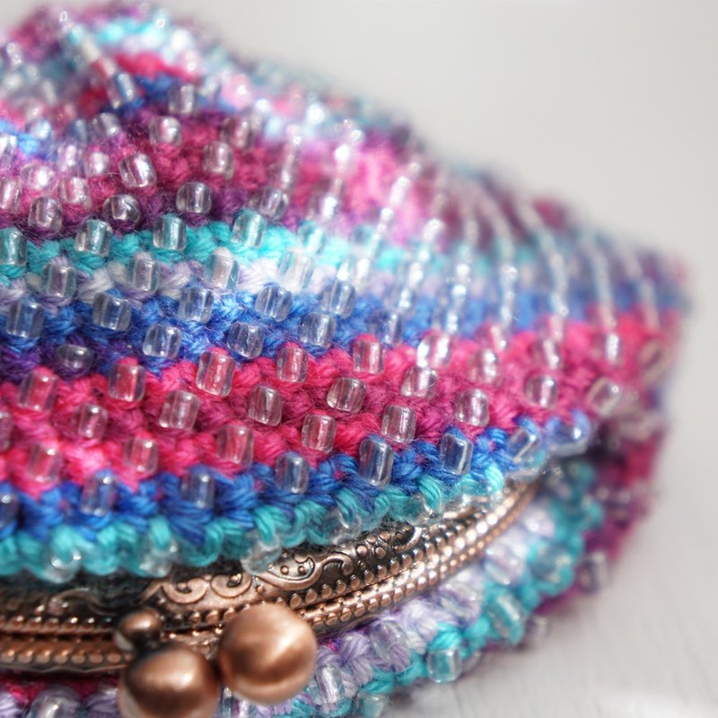 Ba-ba (m) Skipping Stiches Beads crochet pouch No.2060 - กระเป๋าเครื่องสำอาง - วัสดุอื่นๆ สีม่วง