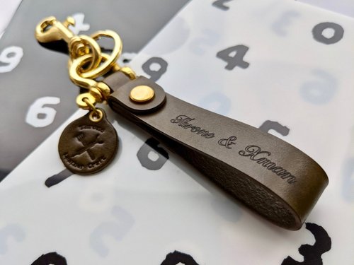 Leather key ring pure Bronze horseshoe model [free laser engraving]  graduation gift birthday gift