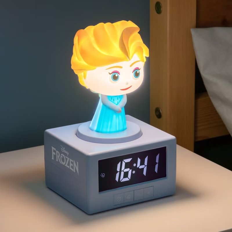 Disney 迪士尼 愛莎Elsa 3D造型三合一鬧鐘發光夜燈 - 燈具/燈飾 - 塑膠 