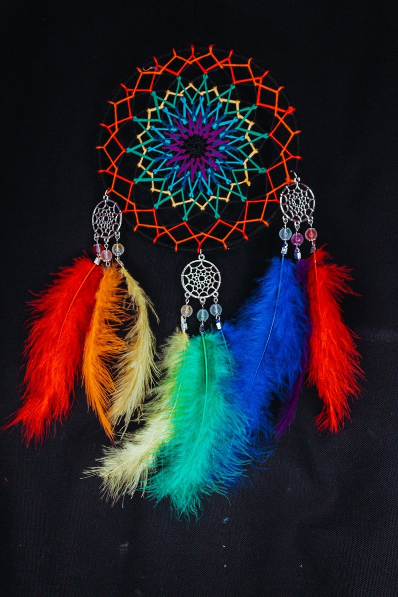 ハンドメイドドリームキャッチャー－【レインボーエレメント】 - 置物 - その他の素材 多色