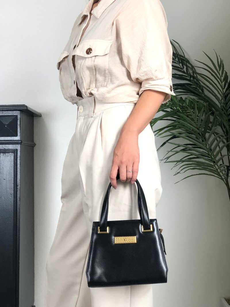 【 日本直送　名牌中古包 】Christian Dior クリスチャン ディオール ハンドバッグ ブラック ロゴ レザー ミニバッグ オールド f27cnx - 手提包/手提袋 - 真皮 黑色