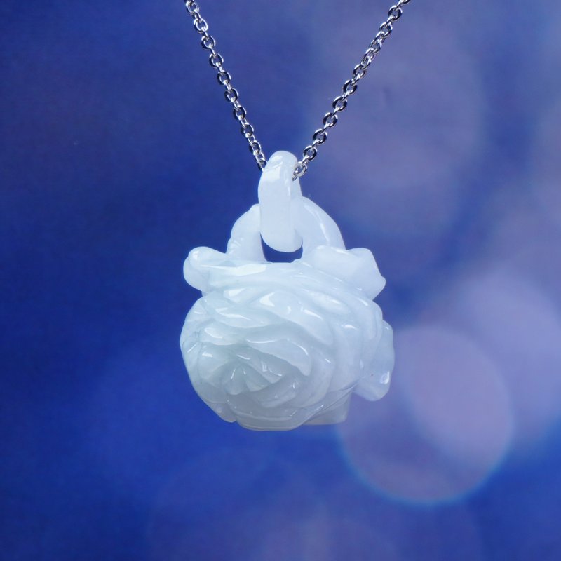 Ice jade rose | Natural grade A jadeite | Gift giving - Charms - Jade Transparent