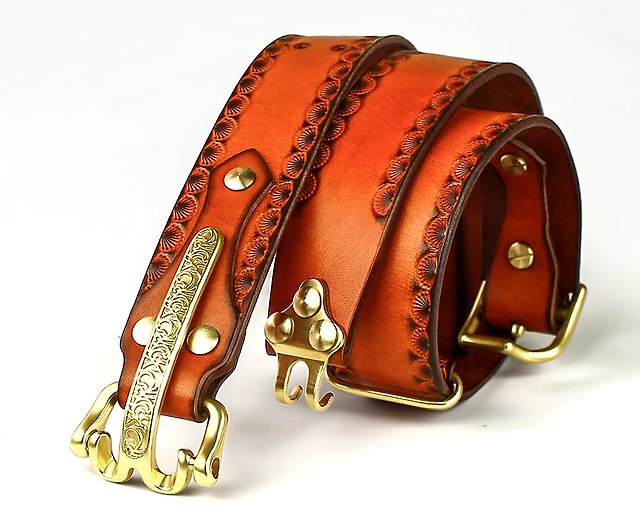 Handmade Leather Belt in Orange 32 mm 1.25 or 40 mm 1.57 Calfskin Reversible Belt with x Buckle As Personalized Belt Buckle