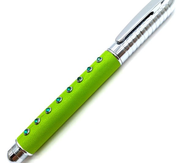 レザーペン プラチナ スワロフスキー クリスタル リベット 回転