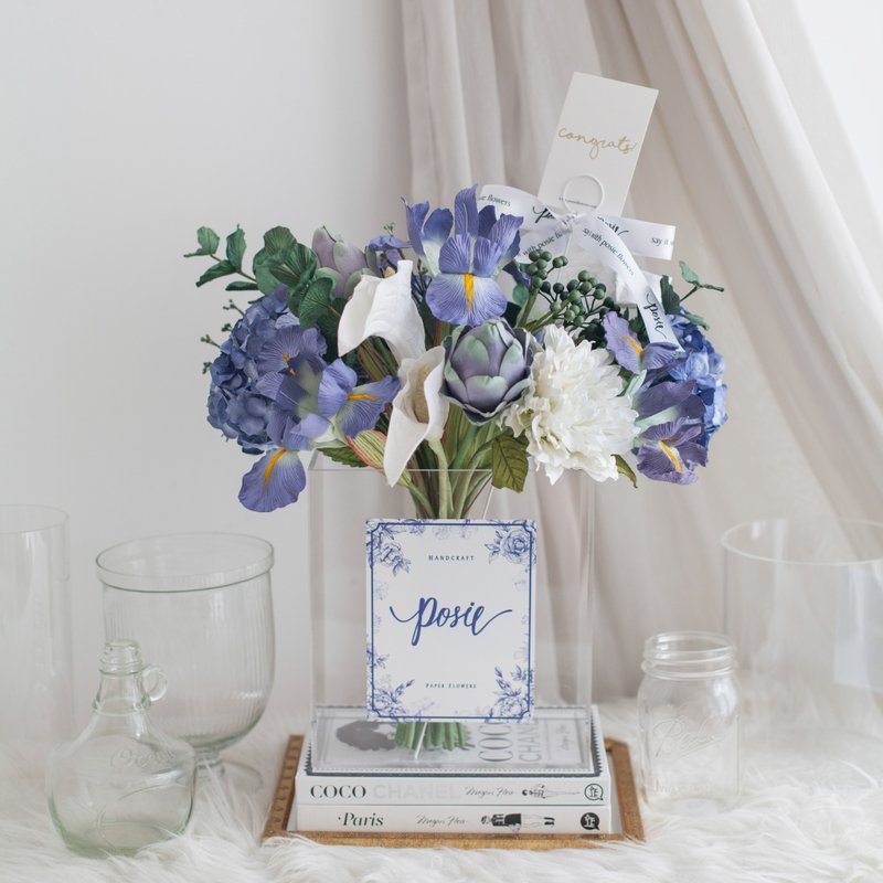 NAVY KNIGHTS | XL Paris Vase Flower for Decoration - 擺飾/家飾品 - 紙 藍色