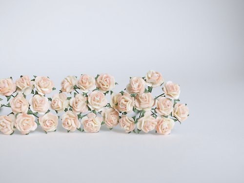 makemefrompaper Paper Flower, small 100 pieces rose supplies, size 0.8 cm., peach brush colors.