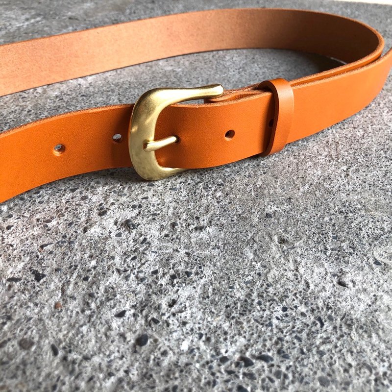 3cm wide and narrow version of the horseshoe head belt_a touch of warm sun【LBT Pro】 - เข็มขัด - หนังแท้ สีส้ม