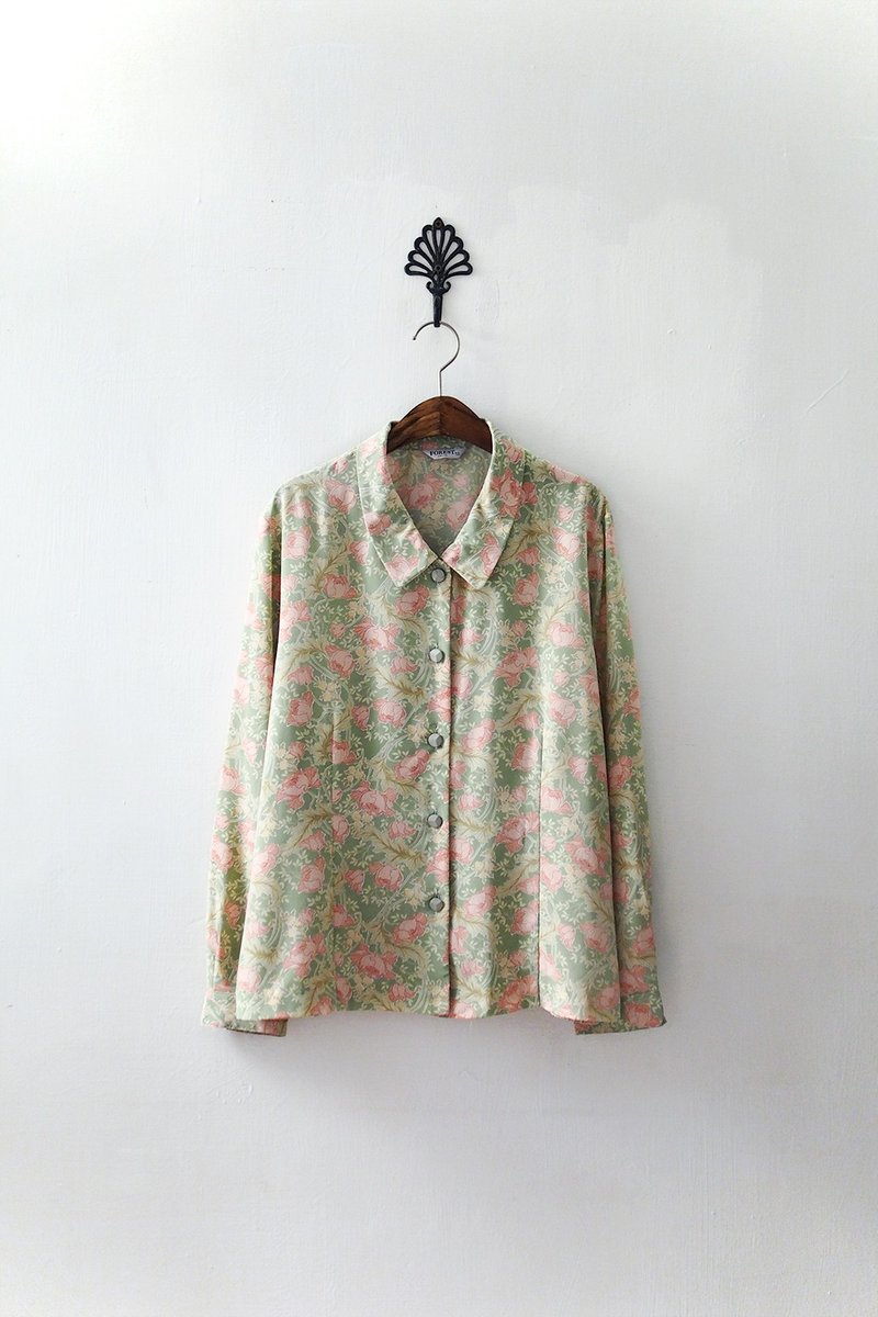 Banana Flyin '| vintage | Japanese retro flower long-sleeved shirt small flaws - เสื้อเชิ้ตผู้หญิง - ผ้าฝ้าย/ผ้าลินิน 