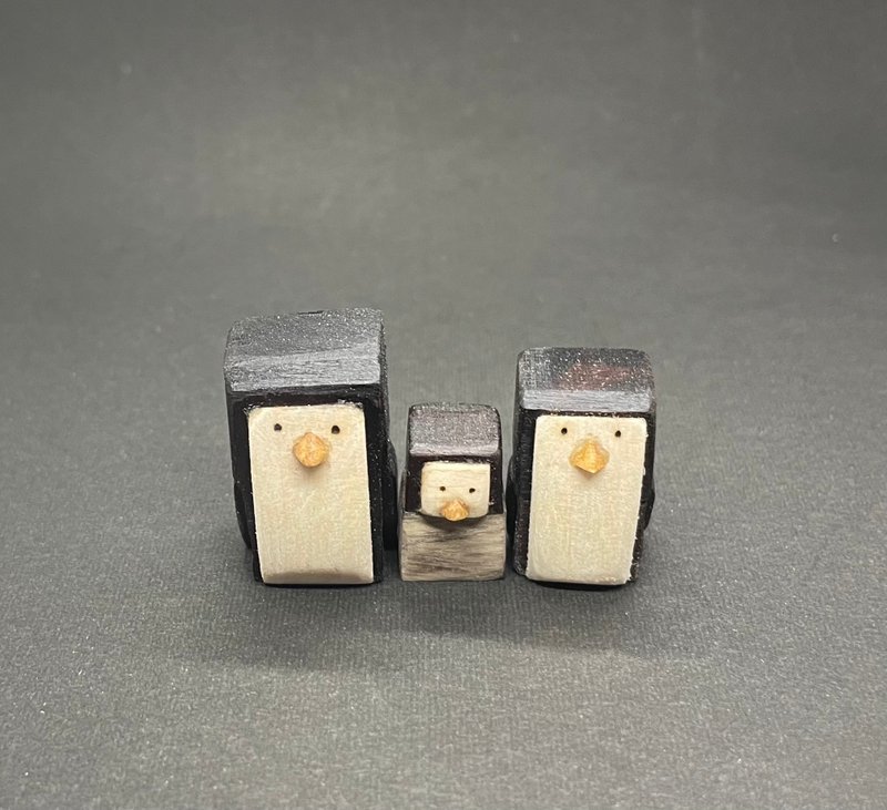 方形系列 企鵝親子 - 裝飾/擺設  - 木頭 咖啡色