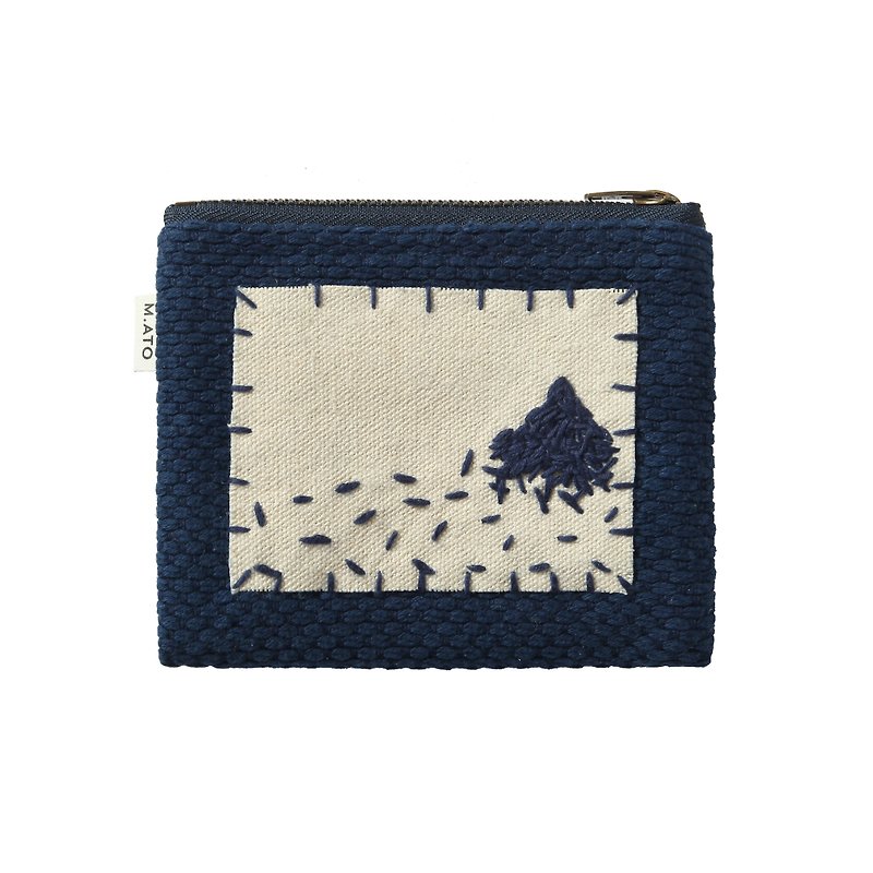 Hand Embroidered Mount Fuji Kendo Uniform Coin Purse - กระเป๋าใส่เหรียญ - ผ้าฝ้าย/ผ้าลินิน 