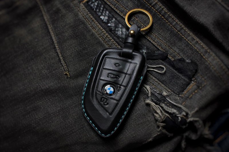 [Spot Edition] BMW 520 X1 X3 X4 X5 Knife Edge Car Key Case Key Holster - ที่ห้อยกุญแจ - หนังแท้ สีดำ