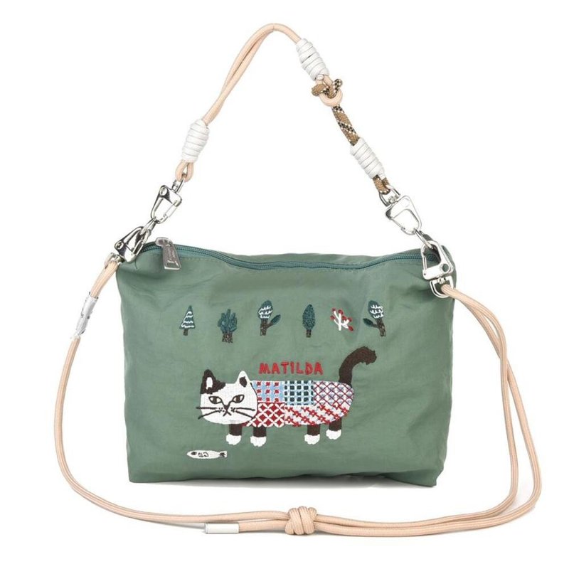 Kusuguru Japan Three-Use Paracord Bag Shoulder Cord Handle Detachable Handbag Clutch Outing Bag-Green - กระเป๋าแมสเซนเจอร์ - ไนลอน สีเขียว