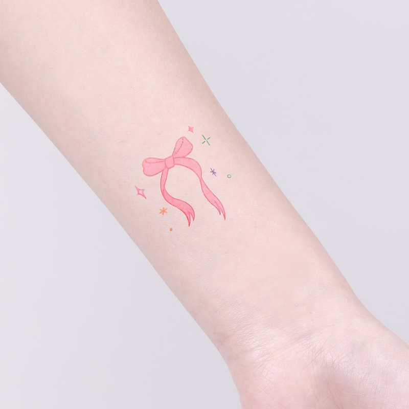 Tattoo stickers - 2 bows - สติ๊กเกอร์แทททู - กระดาษ สึชมพู