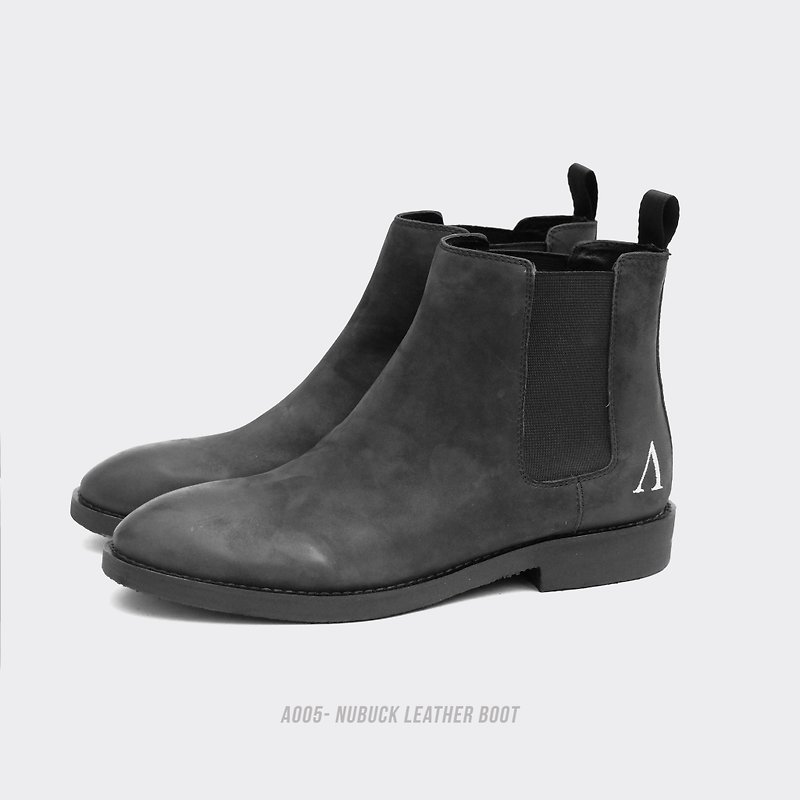 Nubuck leather boot - รองเท้าลำลองผู้ชาย - หนังแท้ สีดำ